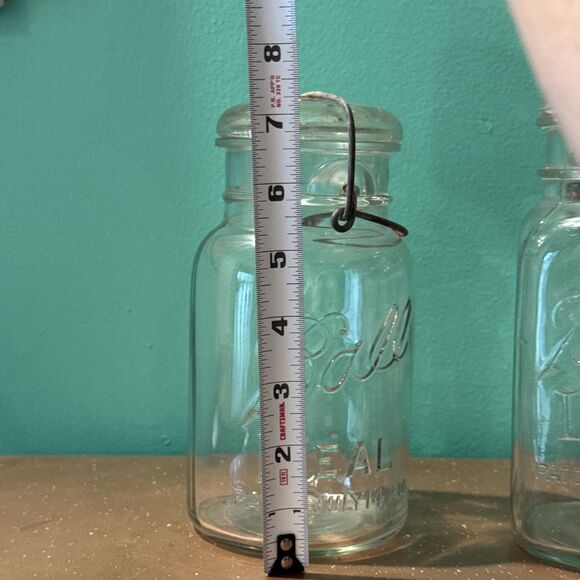 2 Ball Ideal Canning Glass Jars with Wire Bale Round No 10 & Square No 8 - Picture 12 of 16